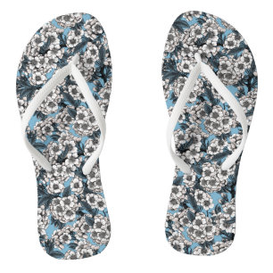 Kersensbloesem in wit en blauw teenslippers
