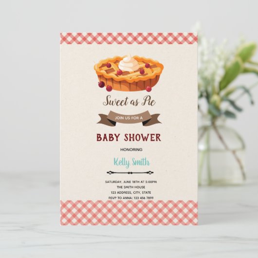 Kersentaart uitnodiging (Staand voorkant)