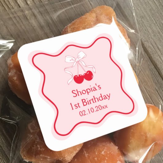 Kersenverjaardagsfeestje Vierkante Sticker