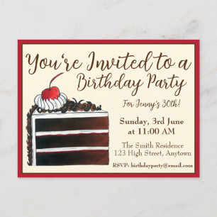 Kersenzwarte-woud-cakepunt verjaardagsfeest eten uitnodiging briefkaart