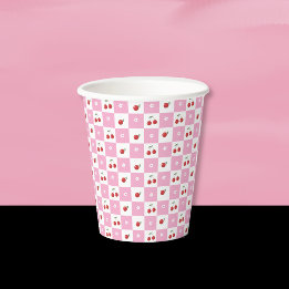 Kersje , Bloemetje , Roze Witte Papier bekertje Papieren Bekers