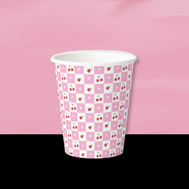 Kersje , Bloemetje , Roze Witte Papier bekertje Papieren Bekers
