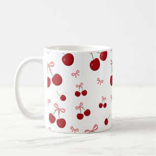 Kersrode lint naadloos patroon Cute Fruit Desi Koffiemok