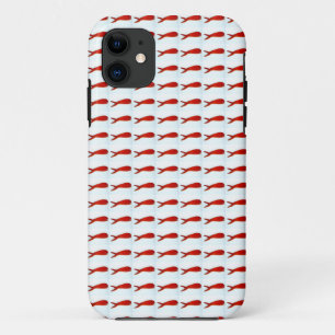 kersrode vis op wit patroon iPhone 11 hoesje
