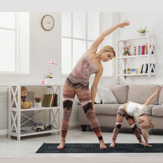 Kersrood, roze marmer leggings