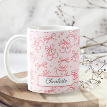Kersrood Roze Strik Coquette Gepersonaliseerde Naa