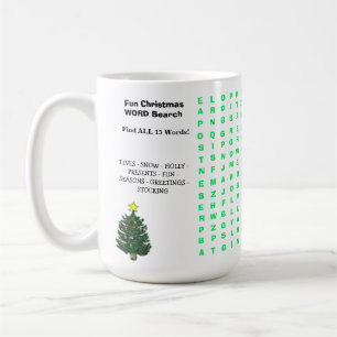 Kerst 15 woord puzzel plezier koffiemok