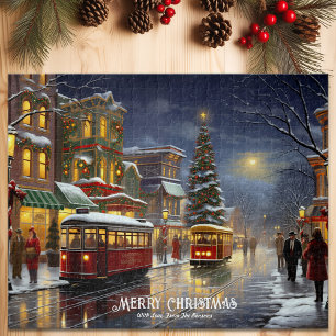 Kerst 1940 Town Classic Retro Vakantie Legpuzzel