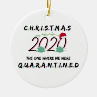 kerst 2020 , de kerst waar we in quarantaine werde keramisch ornament