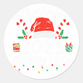 Kerst 2023 Neef Crew Santa Hat Mannen Vrouwen Kind Ronde Sticker