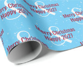 Kerst 2025 Tekst op Blauw Cadeaupapier (Rol Hoek)