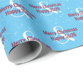 Kerst 2025 Tekst op Blauw Cadeaupapier (Rol Hoek)