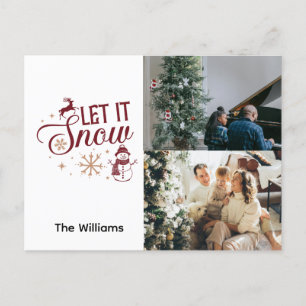Kerst 2 Foto Laat het Sneeuwrendier Sneeuwman Feestdagenkaart