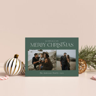 Kerst 2 foto waterverf botanische salie groen feestdagenkaart