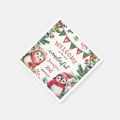 Kerst 2e Verjaardag Schattigee Pinguïn Winterfeest Servet (Hoek)