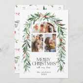 Kerst 3 Foto Collage Mistletoe Vakantie Kaart (Voorkant / Achterkant)