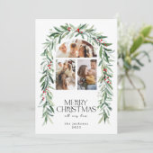 Kerst 3 Foto Collage Mistletoe Vakantie Kaart (Staand voorkant)