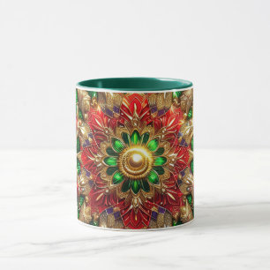 KERST ~ 3D ~ Rood, Groen en Goud ~ Mok