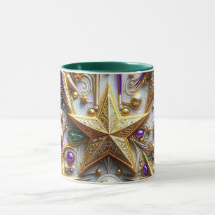 KERST ~ 3D ~ Wit, Groen en Goud ~ Mok