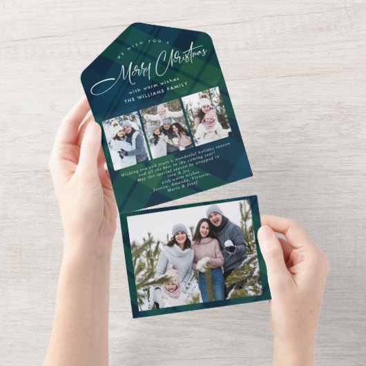 Kerst 4 Foto Wensing QR code Vakantie Kaart (Afscheurbaar)