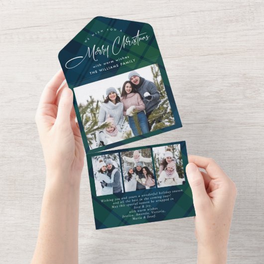 Kerst 4 Foto Wensing QR code Vakantie Kaart (Afscheurbaar)