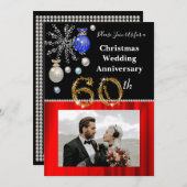 Kerst 60e bruiloft Jubileum zwart en goud Kaart (Voorkant / Achterkant)