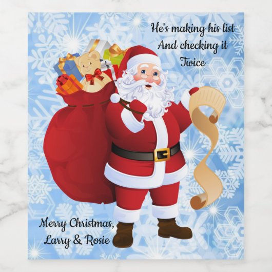 Kerst 6 grote cadeau labels Voeg naam & tekst toe Wijn Etiket (Enkel label)