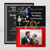 Kerst 70e bruiloft Jubileum zwart en goud Kaart (Voorkant / Achterkant)