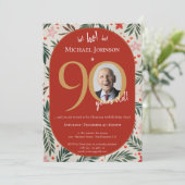 Kerst 90ste verjaardag kaart (Staand voorkant)