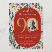 Kerst 90ste verjaardag kaart (Voorkant / Achterkant)