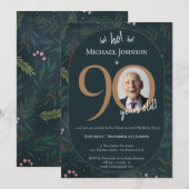 Kerst 90ste verjaardag kaart (Voorkant / Achterkant)