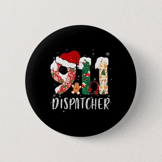 Kerst 911 Dispatcher Ronde Button 5,7 Cm (Voorkant)