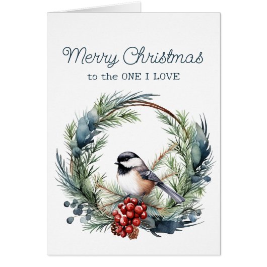 Kerst aan de One I Love Chickadee Vogelkrans (Voorkant)