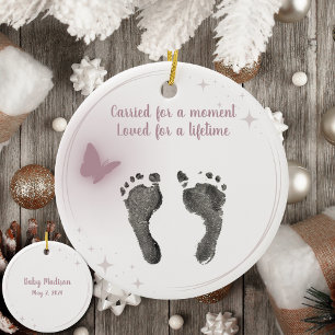 Kerst Aangepast Uw Baby Voet Prints Vlinder Keramisch Ornament
