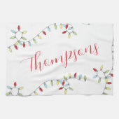 Kerst Aangepaste Familienaam String Lights Theedoek (Horizontaal)