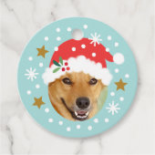 Kerst Aangepaste Foto Naam Funny Santa Blue Gift Bedankjes Labels (Voorkant)
