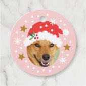 Kerst Aangepaste Foto Naam Funny Santa Pink Gift Bedankjes Labels (Voorkant)
