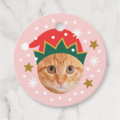 Kerst Aangepaste Fotonaam Grappig Elf Roze Gift Bedankjes Labels (Voorkant)