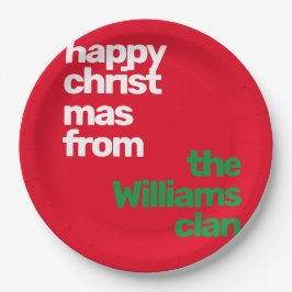 Kerst aangepaste minimale moderne partij rood groe papieren bordje