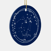 Kerst Aangepaste Naam Boogschutter Blauw Zilveren Keramisch Ornament (Rechts)