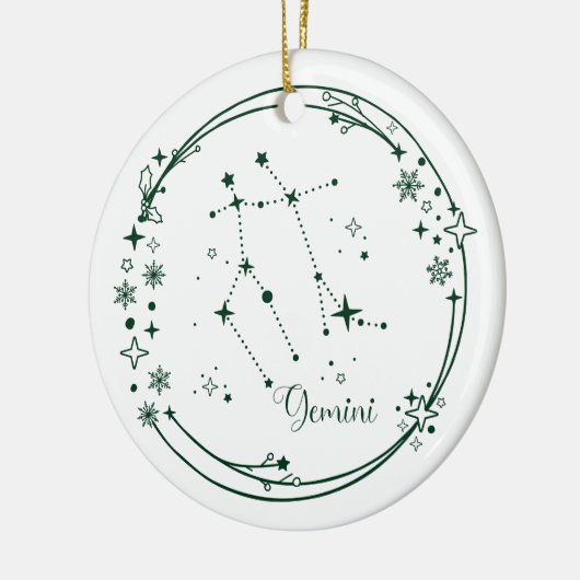 Kerst Aangepaste Naam Gemini Zodiac Sign Groen Keramisch Ornament (Links)
