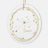 Kerst Aangepaste Naam Kanker Zodiac Sign Gold Keramisch Ornament (Links)