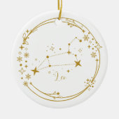 Kerst Aangepaste Naam Leo Zodiac Sign Gold Keramisch Ornament (Voorkant)