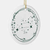 Kerst Aangepaste Naam Leo Zodiac Sign Groen Keramisch Ornament (Rechts)