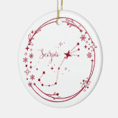 Kerst Aangepaste Naam Schorpioen Zodiac Teken Rood Keramisch Ornament (Links)