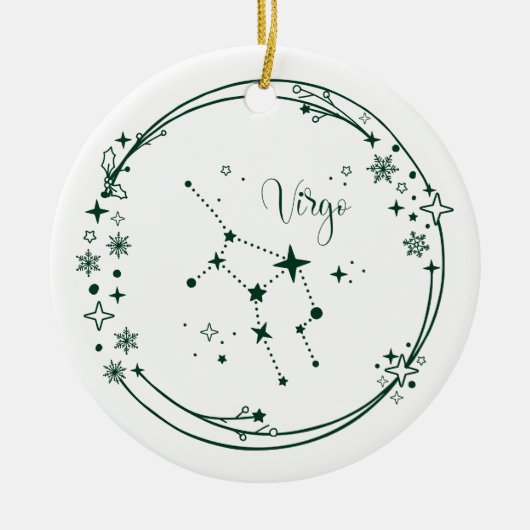 Kerst Aangepaste Naam Virgo Zodiac Sign Groen Keramisch Ornament (Voorkant)