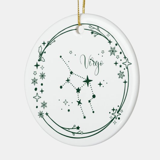 Kerst Aangepaste Naam Virgo Zodiac Sign Groen Keramisch Ornament (Links)