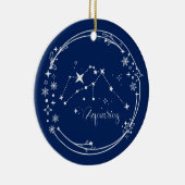 Kerst Aangepaste Naam Waterman Zodiac Blauw Zilver Keramisch Ornament (Rechts)
