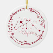Kerst Aangepaste Naam Waterman Zodiac Teken Rood Keramisch Ornament (Voorkant)