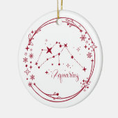 Kerst Aangepaste Naam Waterman Zodiac Teken Rood Keramisch Ornament (Links)